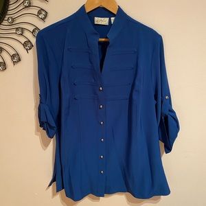 royal blue blouse.
